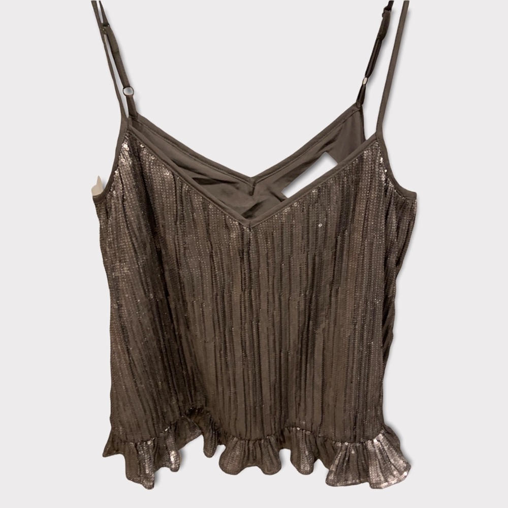 Antropologie grey sparkly tank top blouse